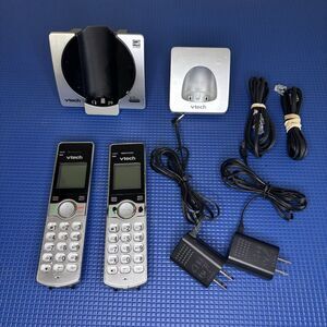 Vtech CS6919-2 Cordless Phone System 2 Handsets Silver Black Excellent DECT‎ 6.0